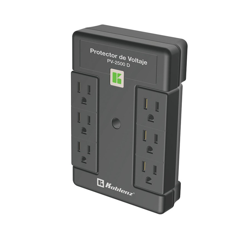 SUPRESOR DE PICOS KOBLENZ PV-2500-D 2500 VA / 2000 W, DESCONEXIN AUTOMATICA, DISEÑO TV DE PARED. 5 AÑOS DE GARANTIA. POLIZA DE SEGURO POR 25,000 USD EN EQUIPO CONECTADO. SKU 00-5347-00-0